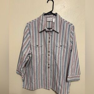 🌸 Alfred Dunner Striped Button-Front Shirt – Size 16